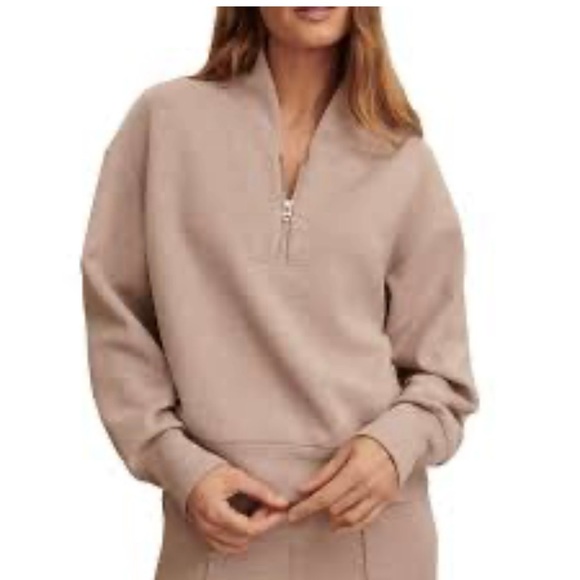 Varley Davidson Half Zip Relaxed Fit Sweatshirt - Taupe... - Picture 3 of 12